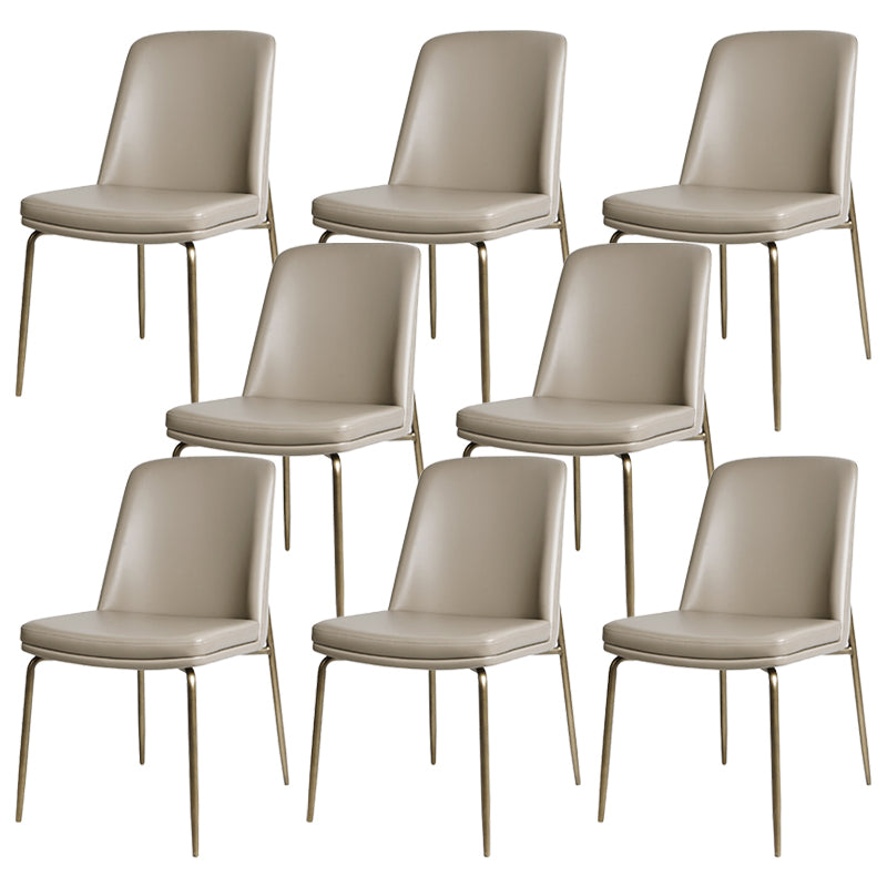 Faux Leather and Metal Contemporary Armless Dining and Accent Chairs