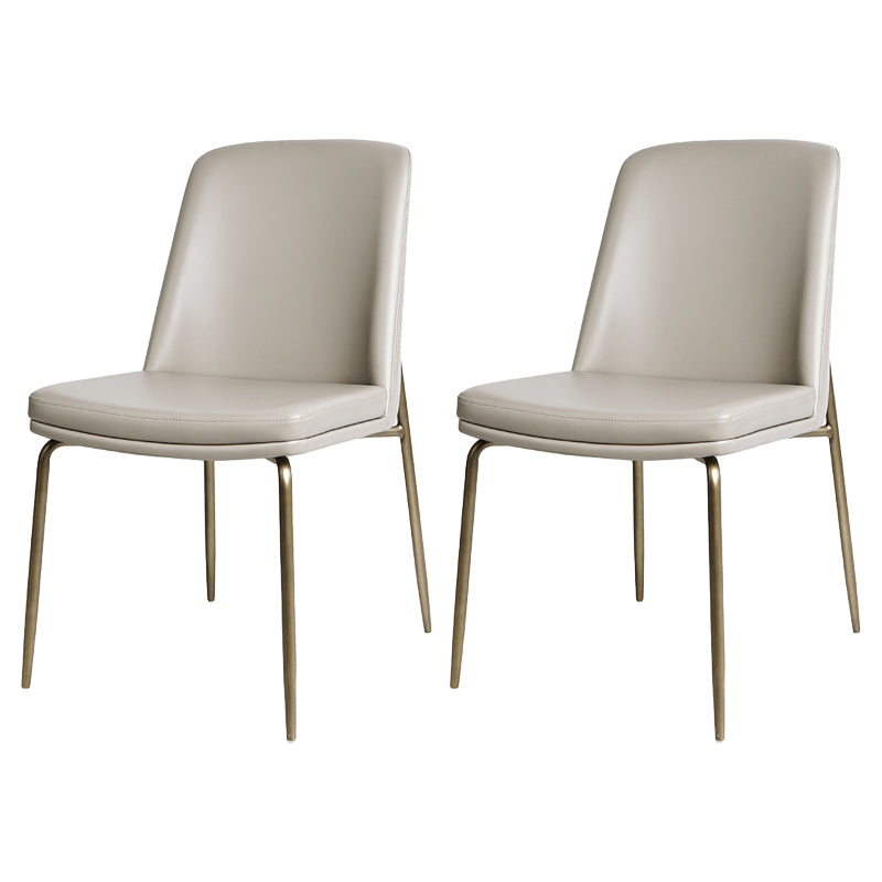Faux Leather and Metal Contemporary Armless Dining and Accent Chairs