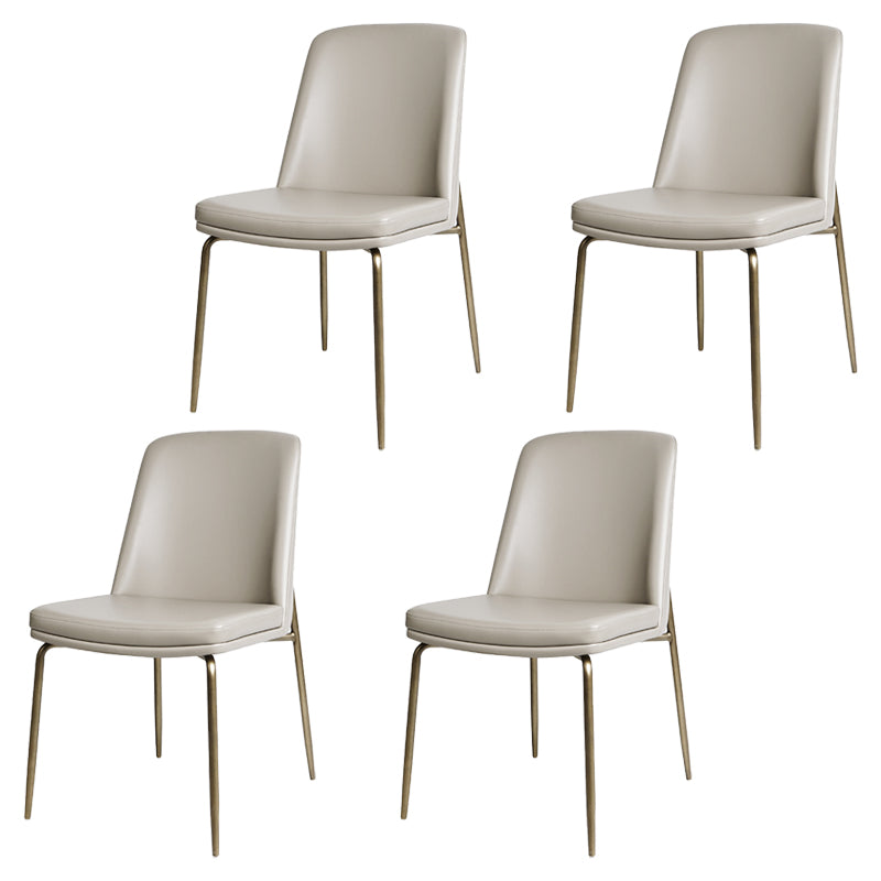 Faux Leather and Metal Contemporary Armless Dining and Accent Chairs