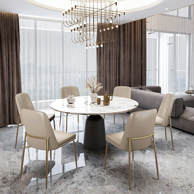 Faux Leather and Metal Contemporary Armless Dining and Accent Chairs