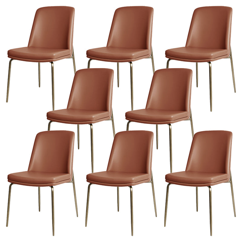 Faux Leather and Metal Contemporary Armless Dining and Accent Chairs