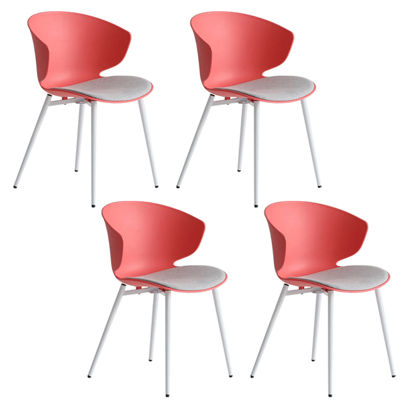 Modern Dining Room Upholstered Wingback Plastic Armless Dining Chair