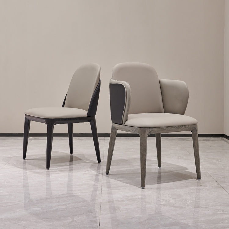 Faux Leather and Solid Wood Modern Dining Accent Chair for Home