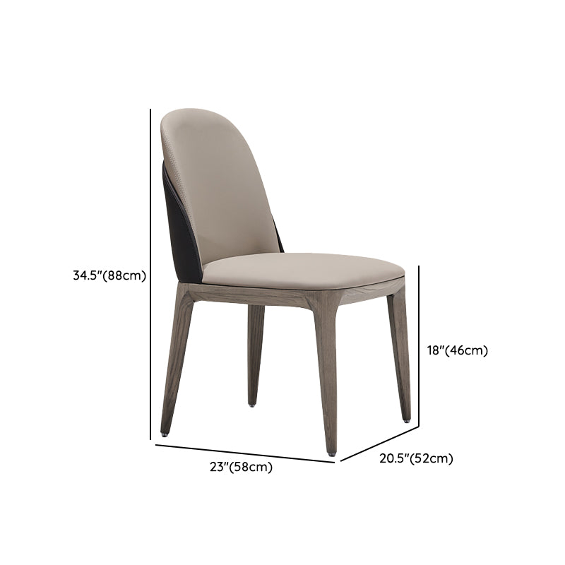 Faux Leather and Solid Wood Modern Dining Accent Chair for Home