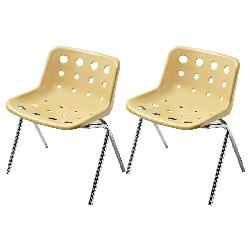 Modern Dining Room Plastic Silver Leg Parsons Armless Dining Chair