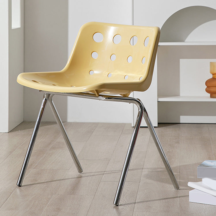 Modern Dining Room Plastic Silver Leg Parsons Armless Dining Chair