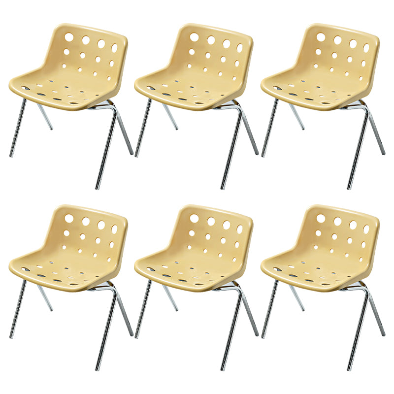 Modern Dining Room Plastic Silver Leg Parsons Armless Dining Chair