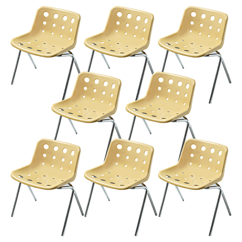 Modern Dining Room Plastic Silver Leg Parsons Armless Dining Chair