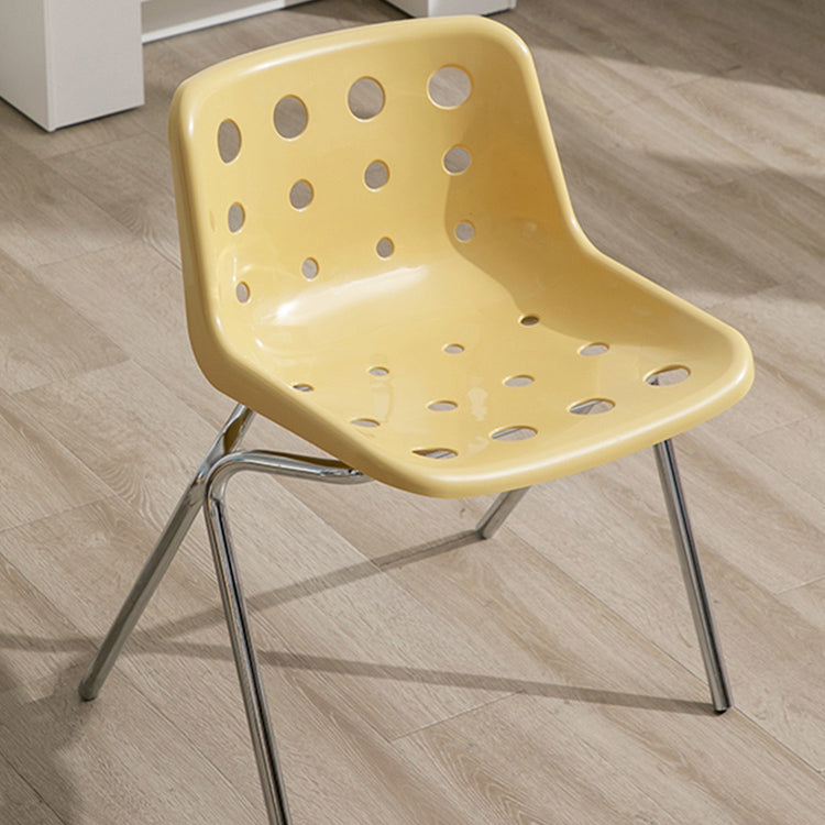 Modern Dining Room Plastic Silver Leg Parsons Armless Dining Chair