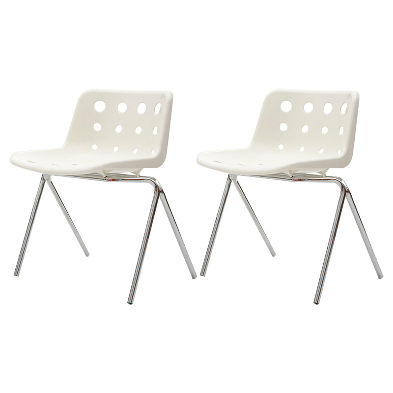 Modern Dining Room Plastic Silver Leg Parsons Armless Dining Chair