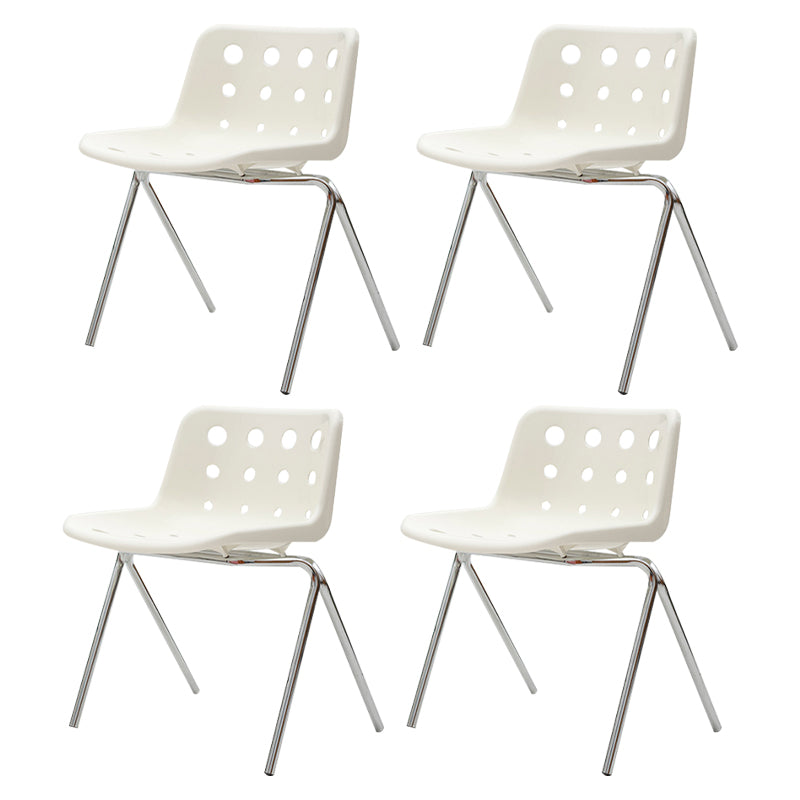 Modern Dining Room Plastic Silver Leg Parsons Armless Dining Chair