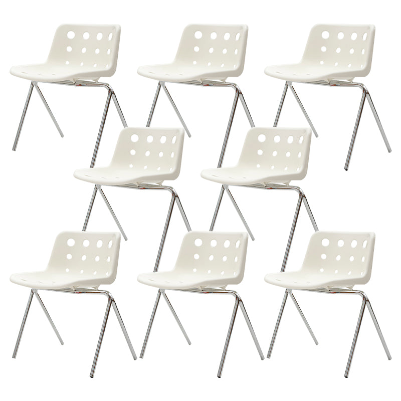 Modern Dining Room Plastic Silver Leg Parsons Armless Dining Chair