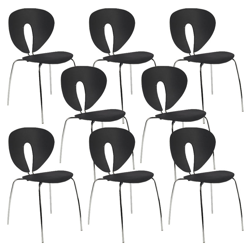 Modern Open Back Plastic Dining Room Silver Leg Dining Chair