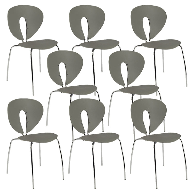Modern Open Back Plastic Dining Room Silver Leg Dining Chair
