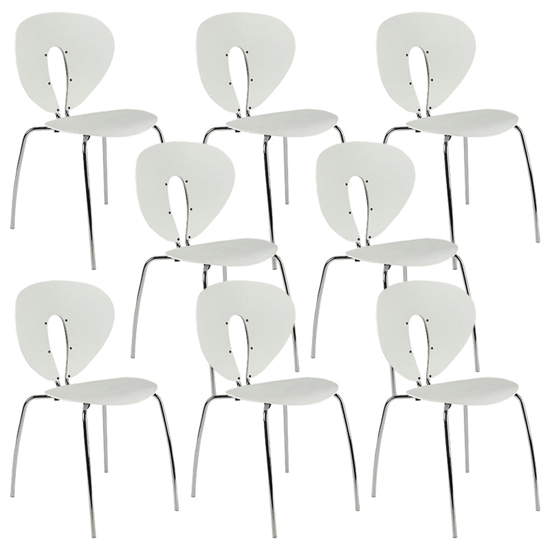 Modern Open Back Plastic Dining Room Silver Leg Dining Chair