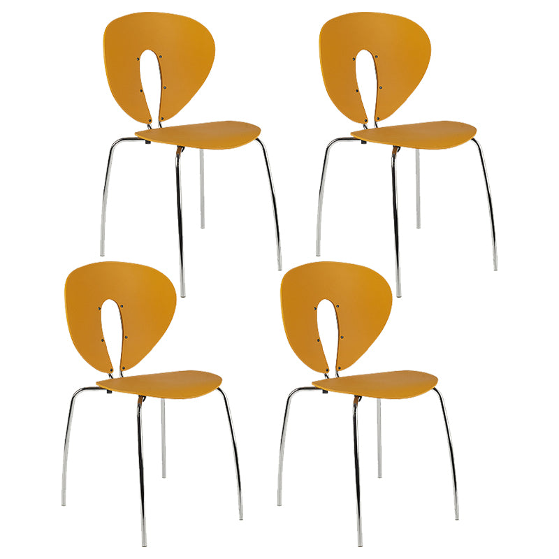Modern Open Back Plastic Dining Room Silver Leg Dining Chair