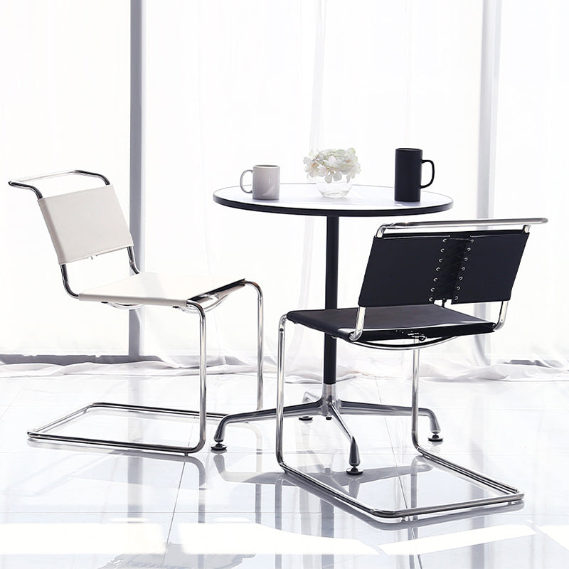 Contemporary Style Open Back Leather Armless Dining Side Chair for Home