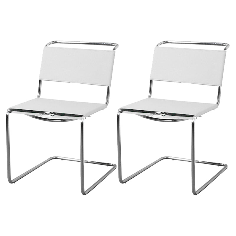 Contemporary Style Open Back Leather Armless Dining Side Chair for Home