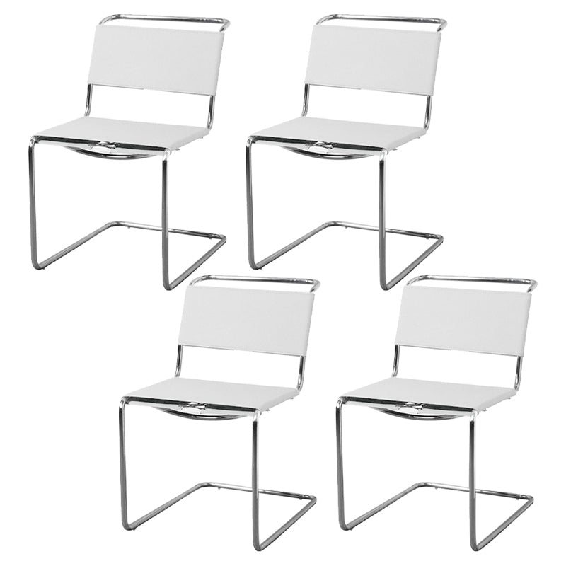 Contemporary Style Open Back Leather Armless Dining Side Chair for Home