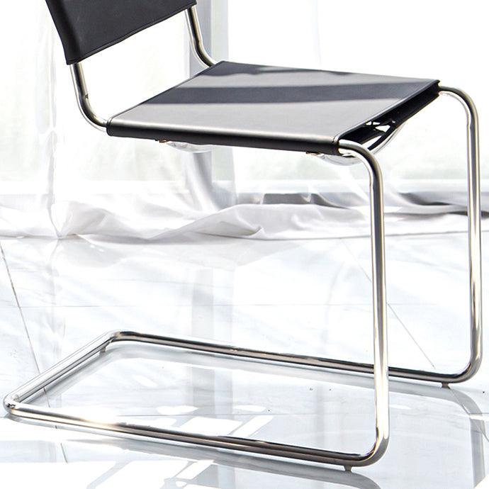 Contemporary Style Open Back Leather Armless Dining Side Chair for Home