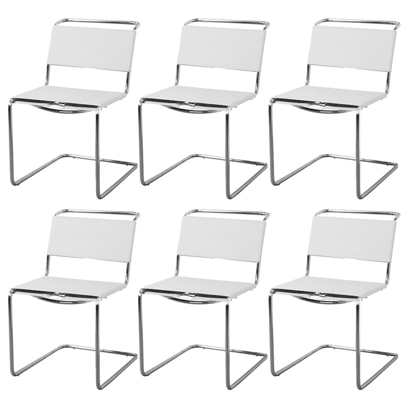 Contemporary Style Open Back Leather Armless Dining Side Chair for Home