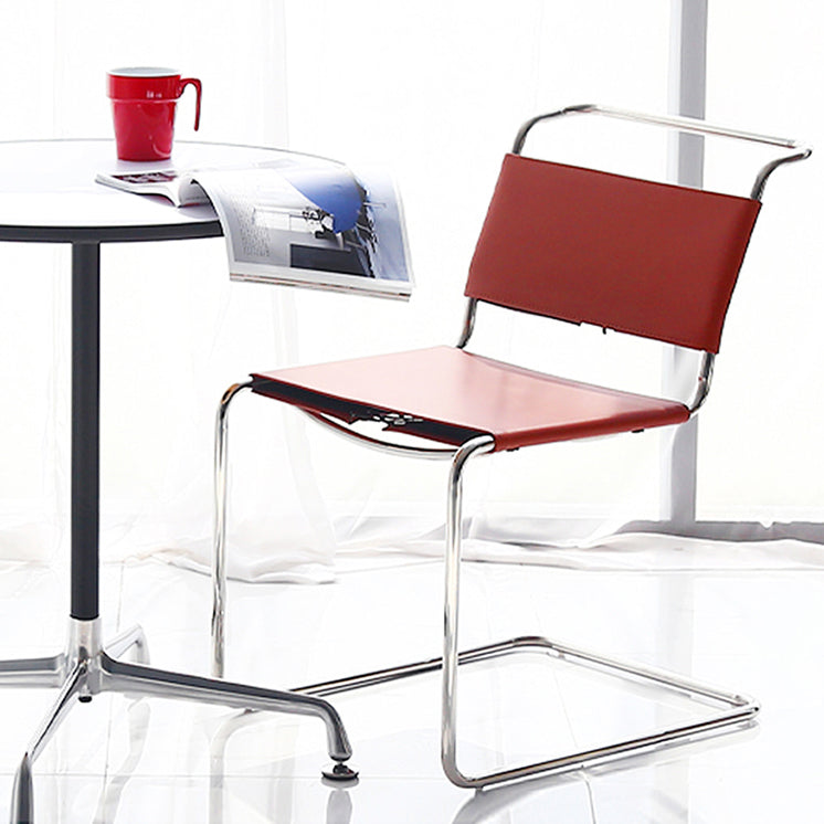 Contemporary Style Open Back Leather Armless Dining Side Chair for Home