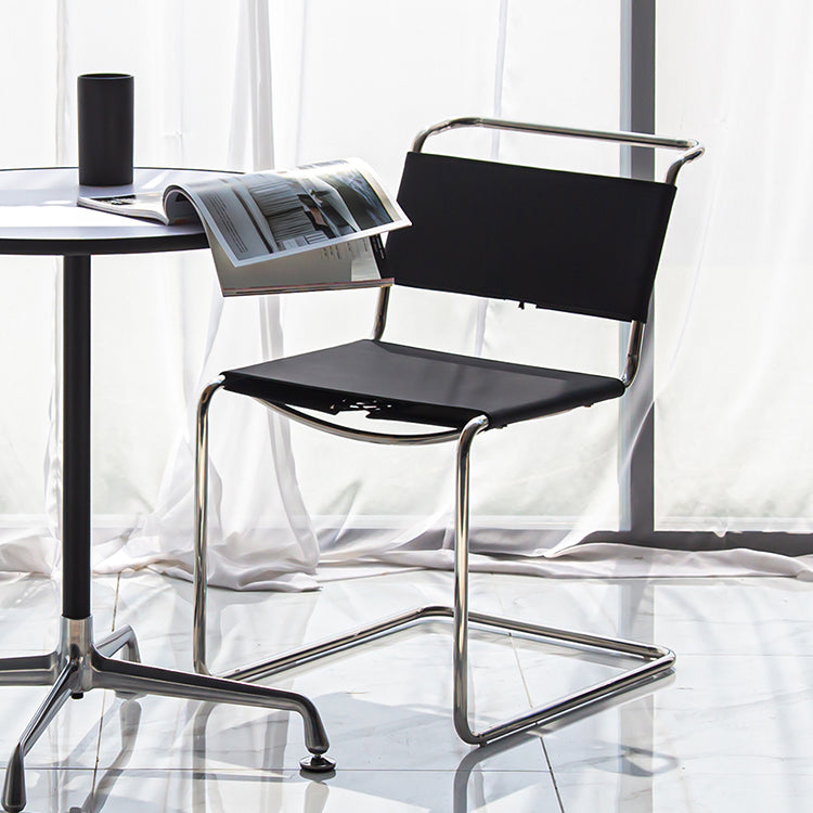Contemporary Style Open Back Leather Armless Dining Side Chair for Home