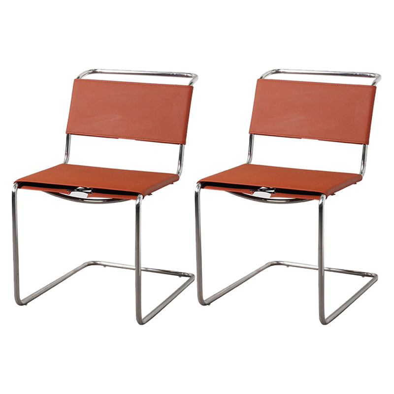 Contemporary Style Open Back Leather Armless Dining Side Chair for Home