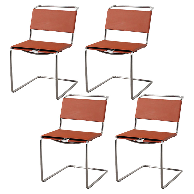 Contemporary Style Open Back Leather Armless Dining Side Chair for Home
