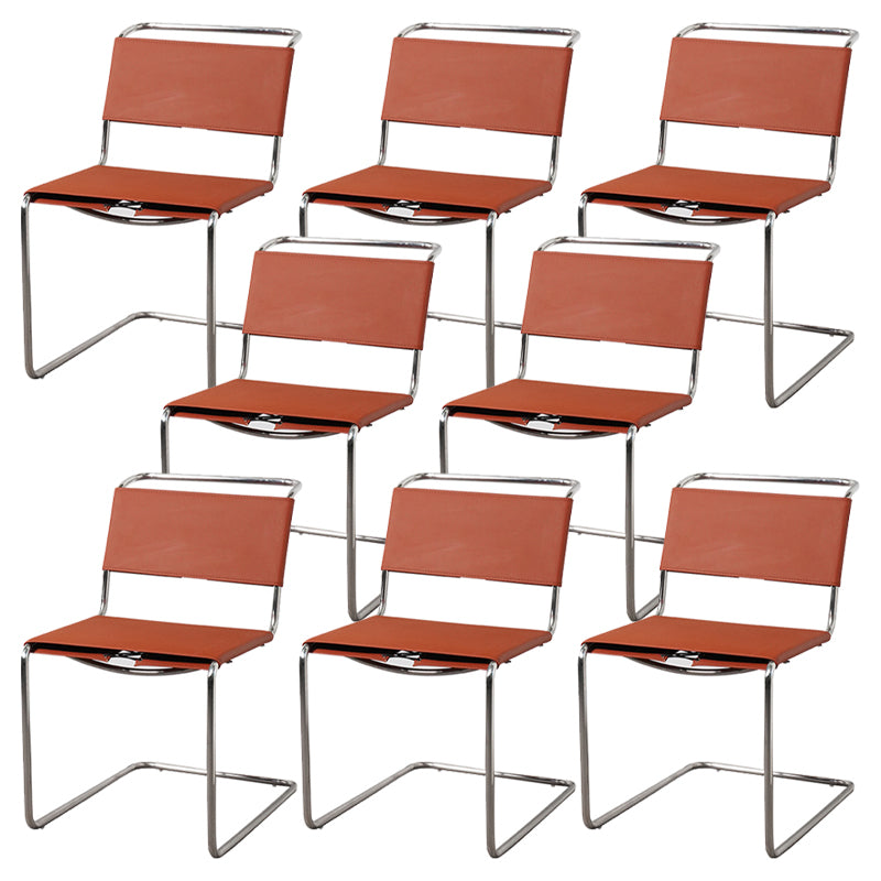 Contemporary Style Open Back Leather Armless Dining Side Chair for Home