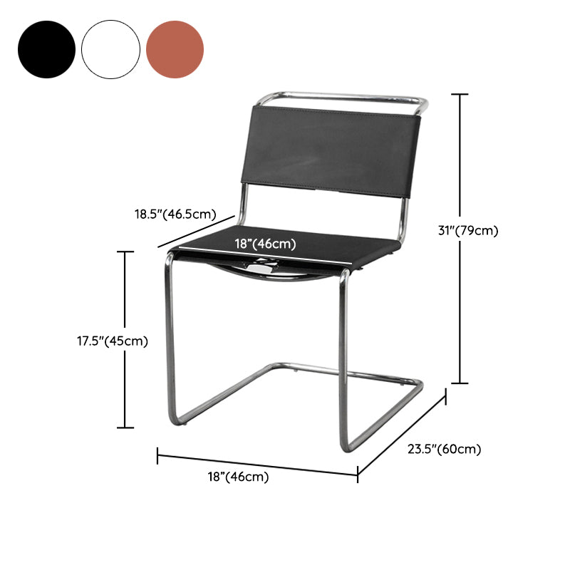 Contemporary Style Open Back Leather Armless Dining Side Chair for Home