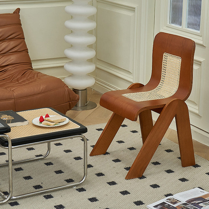 Contemporary Dining Room Armless Solid Wood Parsons Dining Chair