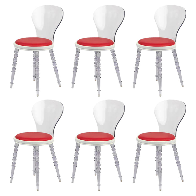 Modern Dining Room Plastic Parsons Armless Upholstered Dining Chair