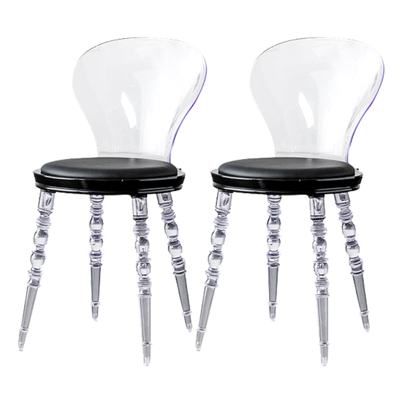 Modern Dining Room Plastic Parsons Armless Upholstered Dining Chair