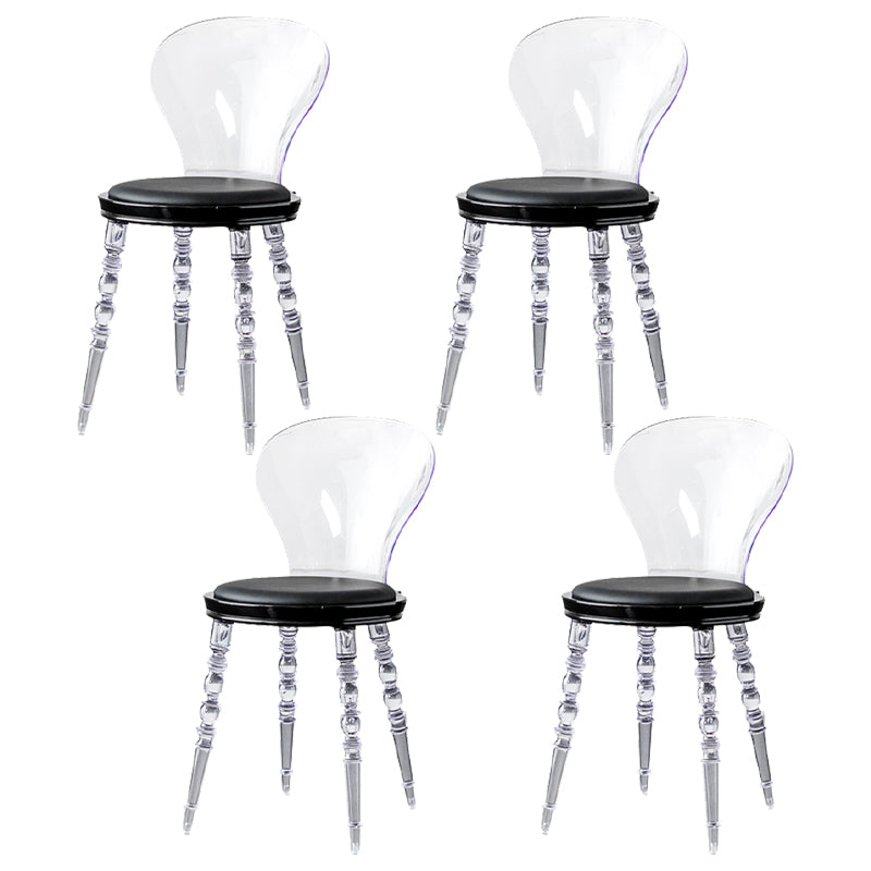 Modern Dining Room Plastic Parsons Armless Upholstered Dining Chair