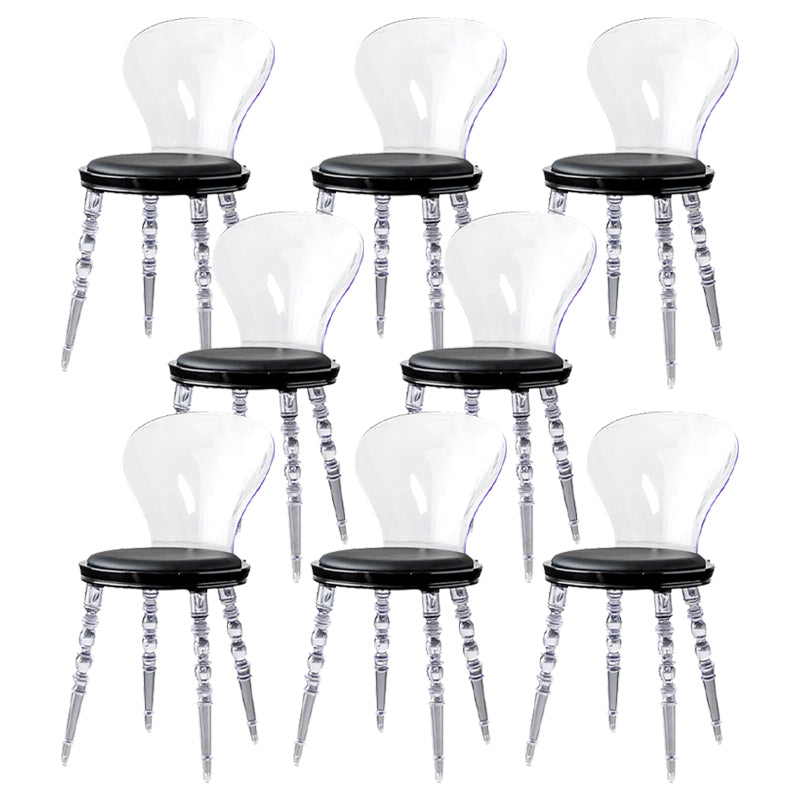 Modern Dining Room Plastic Parsons Armless Upholstered Dining Chair