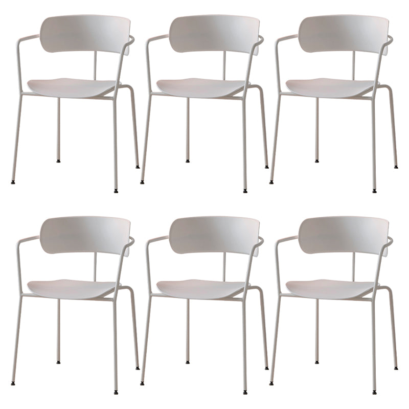 Contemporary Style Open Back Plastic Dining Arm Chair with Metal Legs for Home