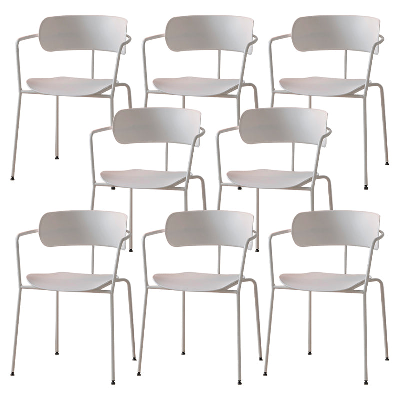 Contemporary Style Open Back Plastic Dining Arm Chair with Metal Legs for Home