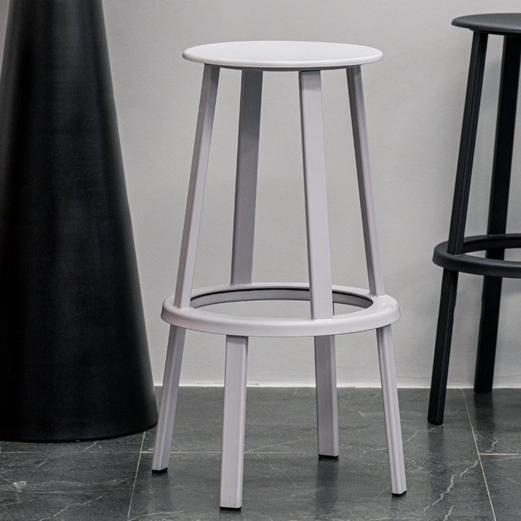 Contemporary Metal Base Backrest Counter High Stool with 4 Legs