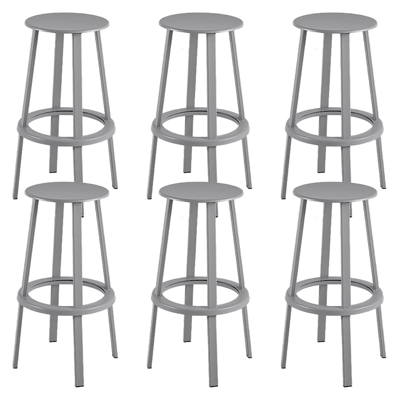 Contemporary Metal Base Backrest Counter High Stool with 4 Legs