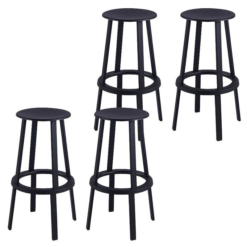 Contemporary Metal Base Backrest Counter High Stool with 4 Legs