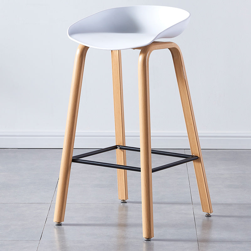 Contemporary Plastic Bucket Low Back Bar Stools with Metal Base