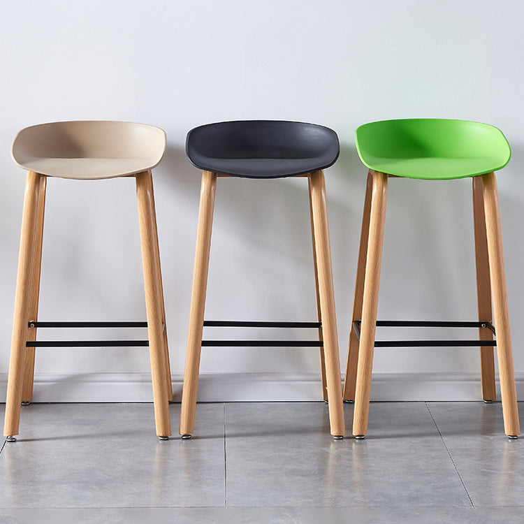 Contemporary Plastic Bucket Low Back Bar Stools with Metal Base