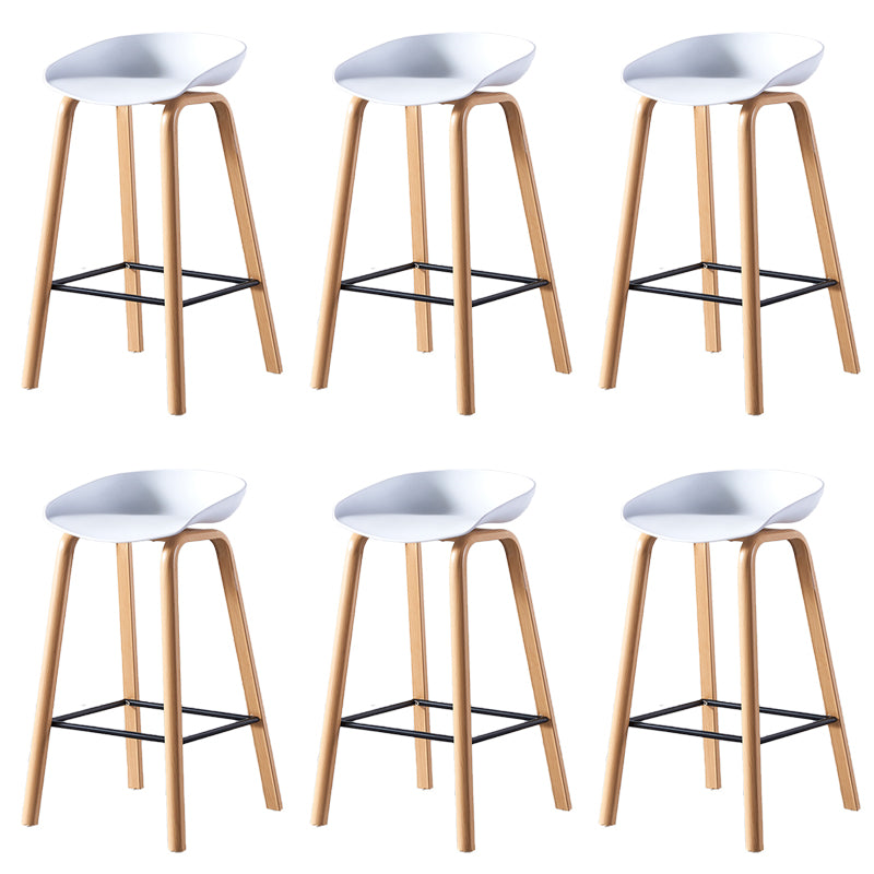 Contemporary Plastic Bucket Low Back Bar Stools with Metal Base