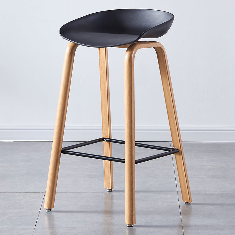 Contemporary Plastic Bucket Low Back Bar Stools with Metal Base
