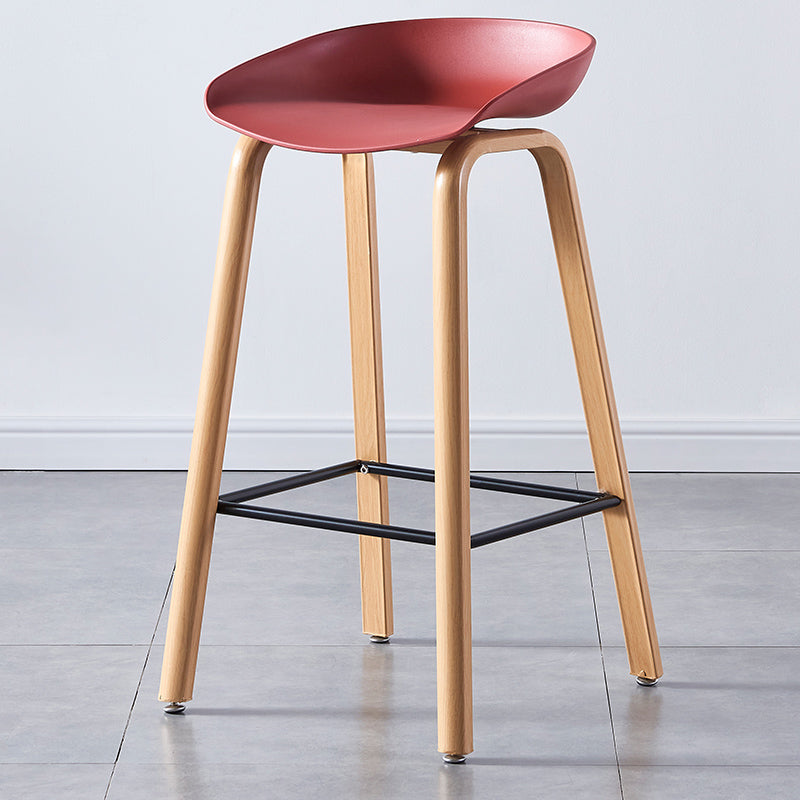 Contemporary Plastic Bucket Low Back Bar Stools with Metal Base