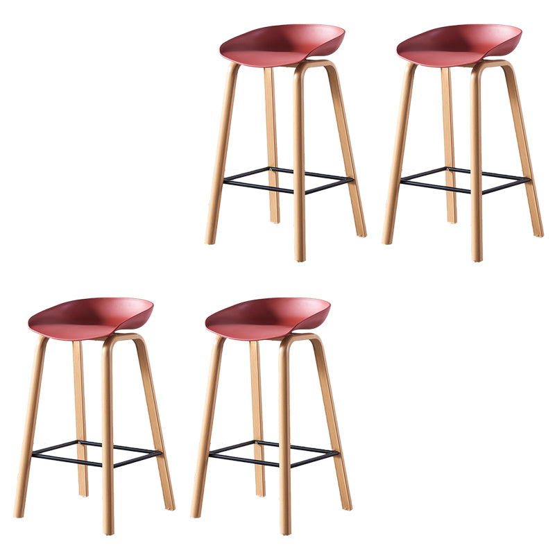Contemporary Plastic Bucket Low Back Bar Stools with Metal Base