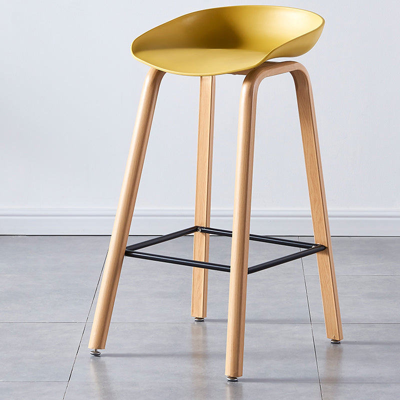 Contemporary Plastic Bucket Low Back Bar Stools with Metal Base