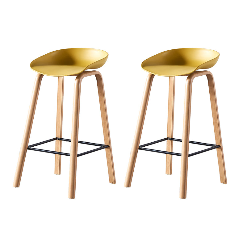 Contemporary Plastic Bucket Low Back Bar Stools with Metal Base