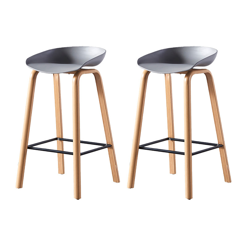Contemporary Plastic Bucket Low Back Bar Stools with Metal Base